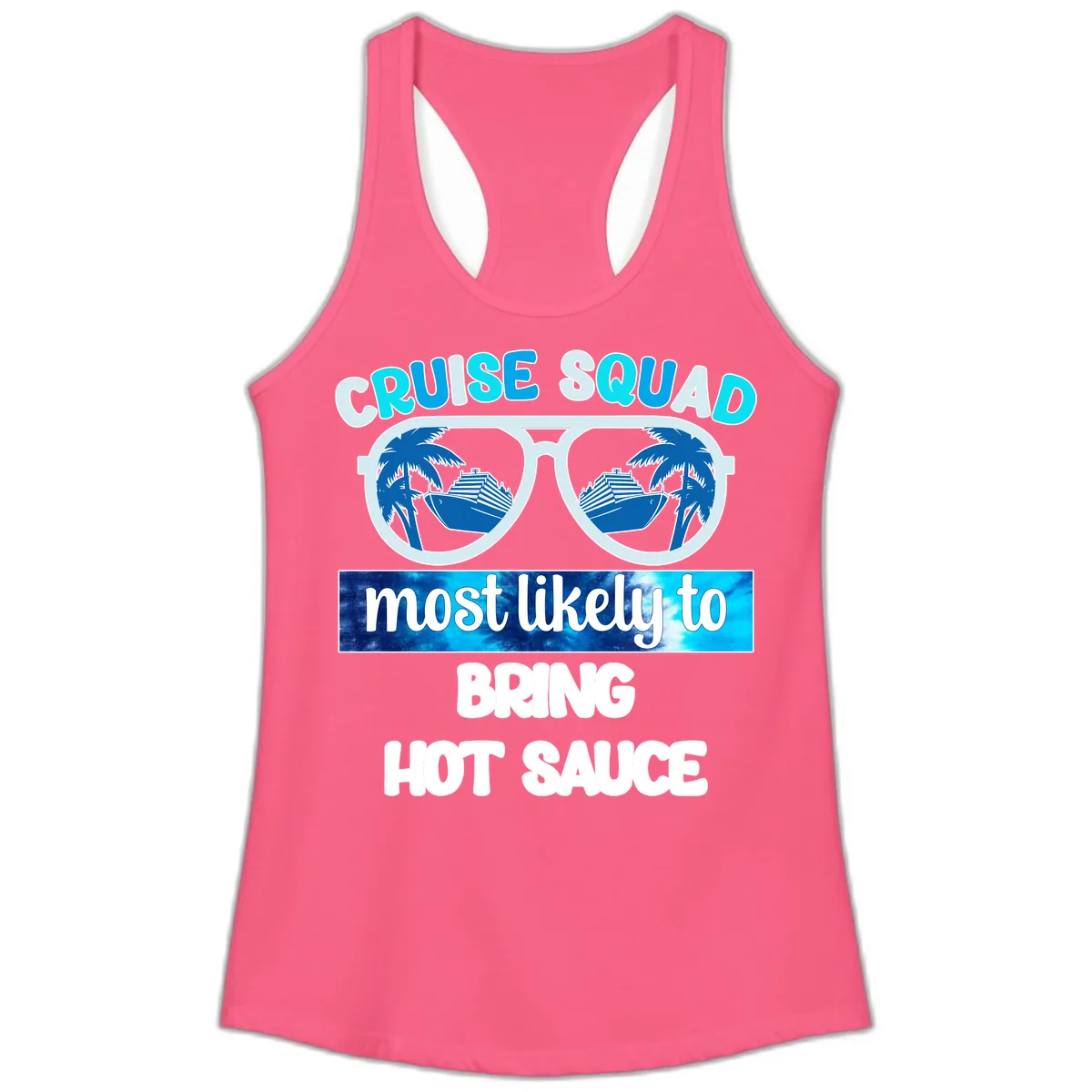 Cruise Squad Hot Sauce Ladies Tank in Solid Hot Pink
