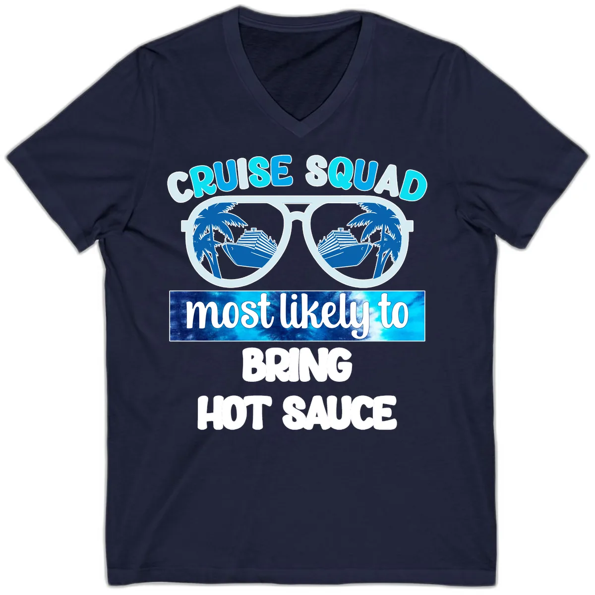 Cruise Squad Hot Sauce V-Neck in Navy