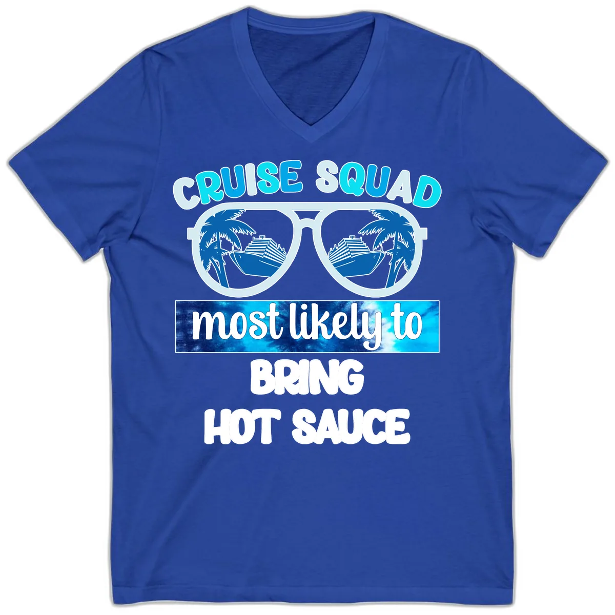 Cruise Squad Hot Sauce V-Neck in True Royal