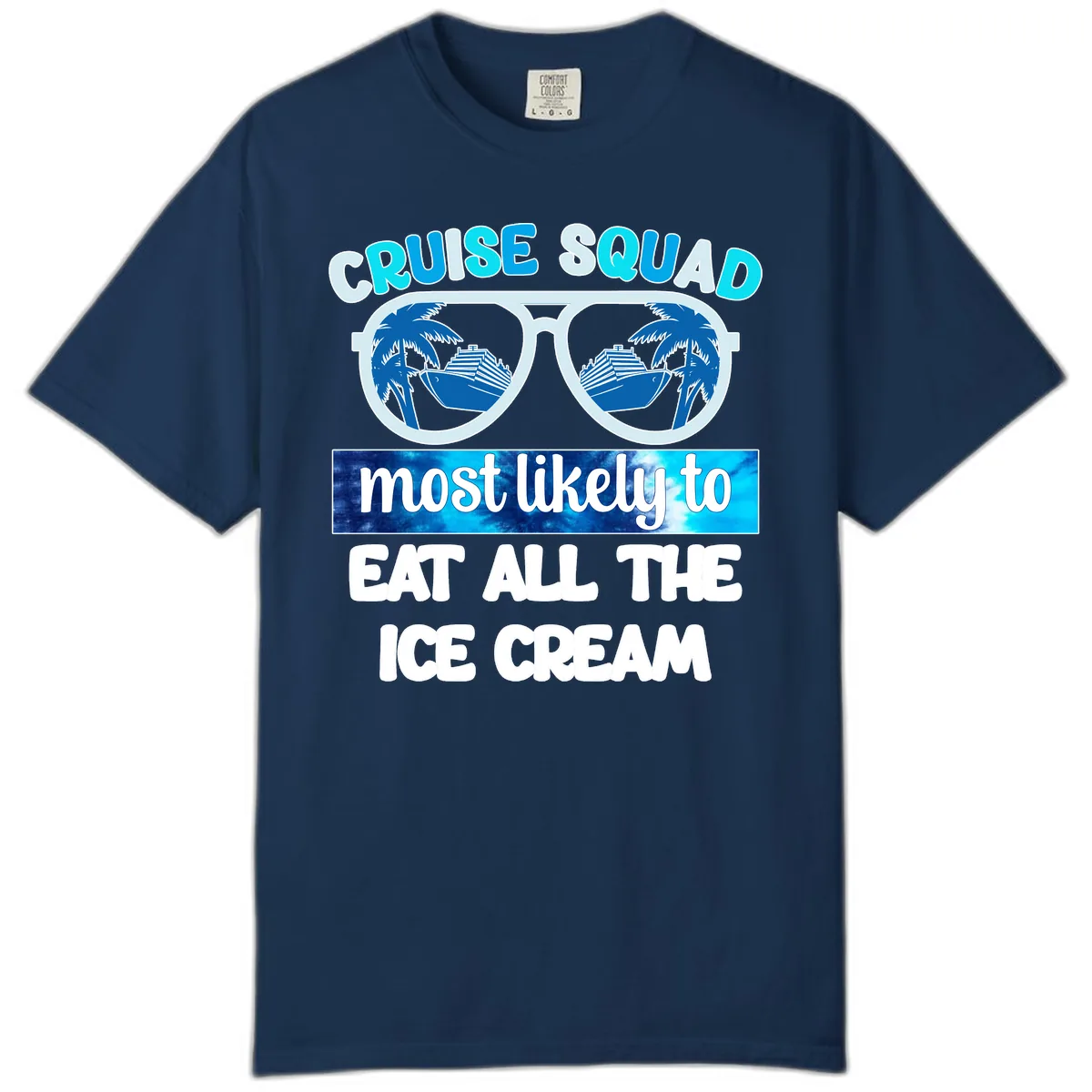 Cruise Squad Ice Cream Sunglasses Comfort Color in Navy