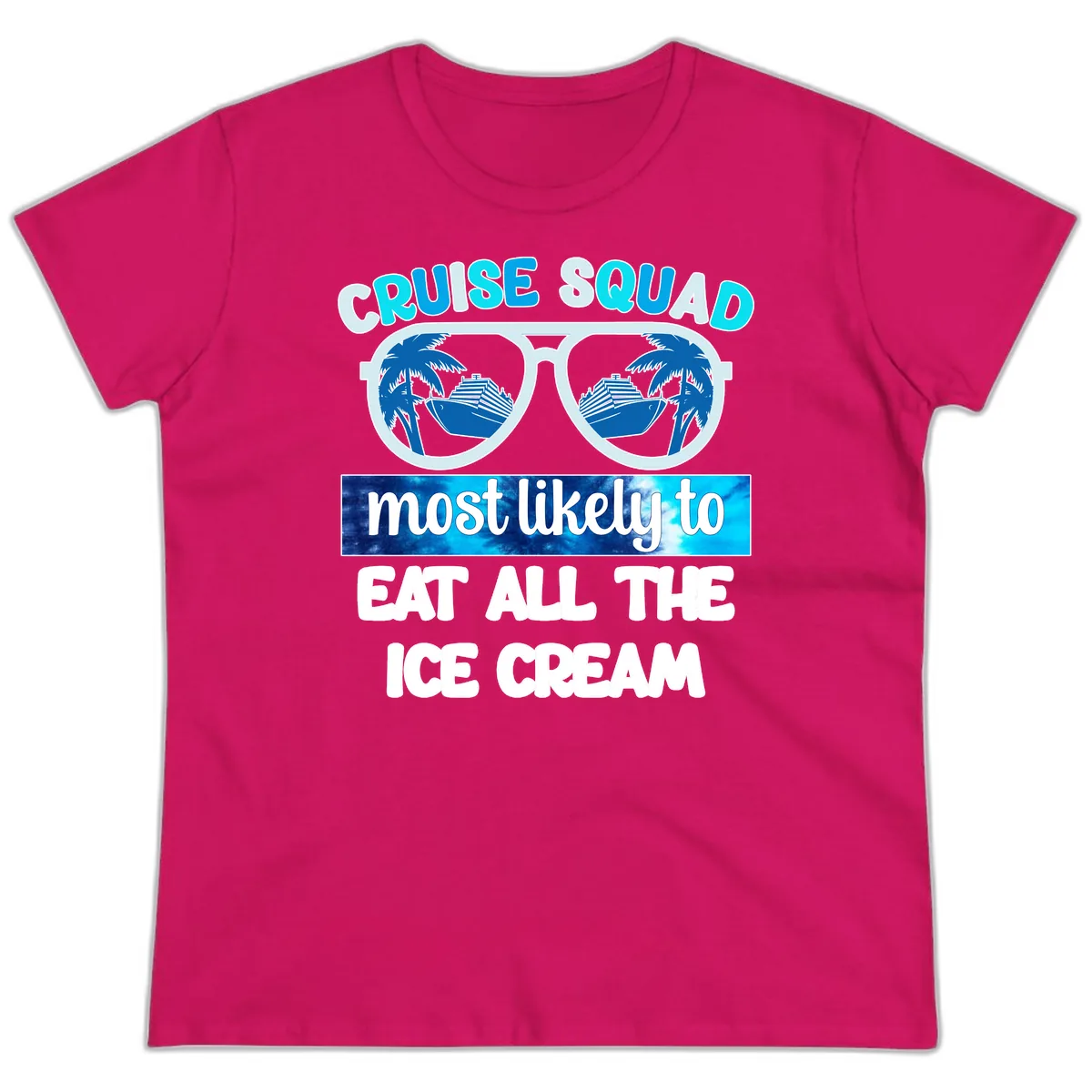 Cruise Squad Ice Cream Sunglasses Ladies Tee in Heliconia