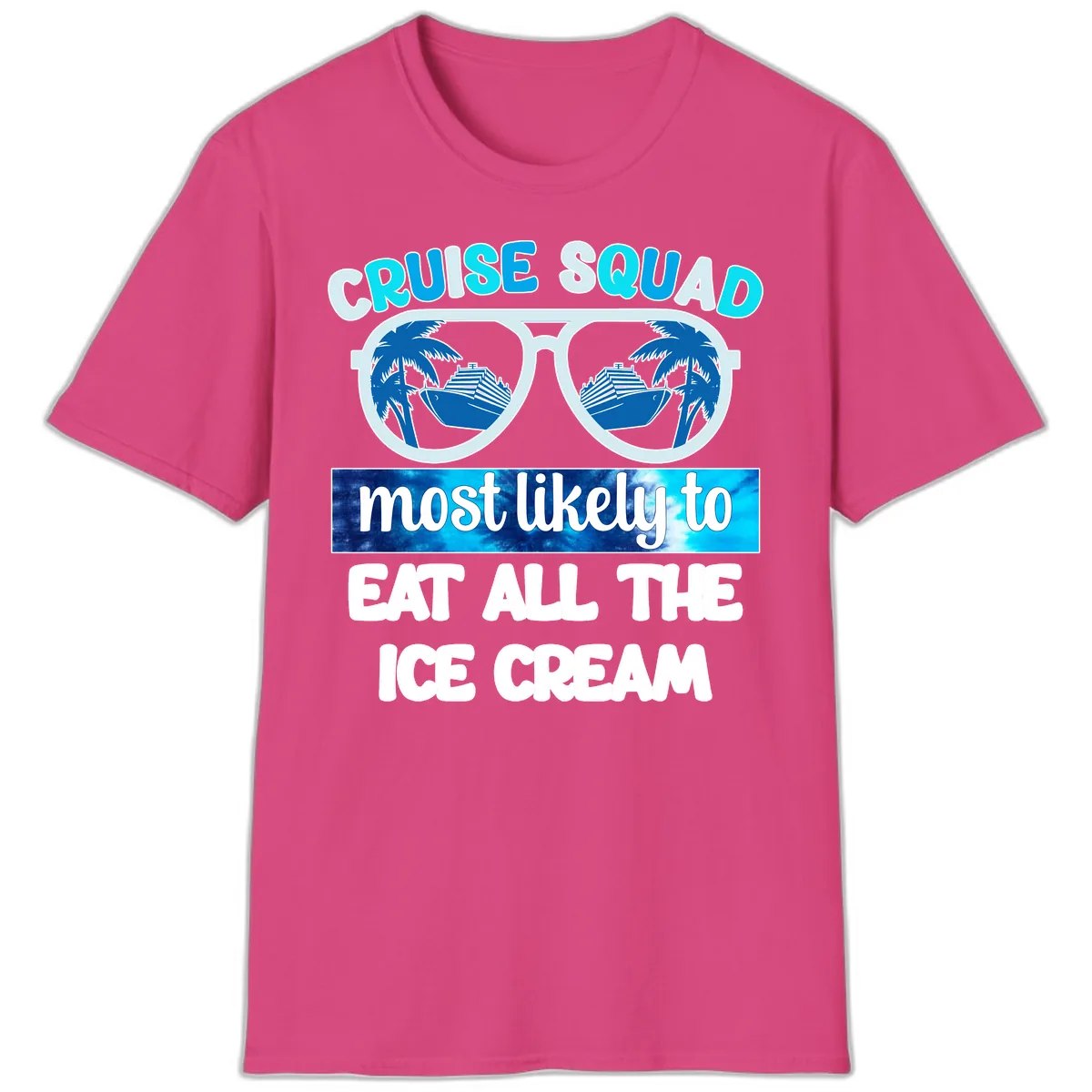 Cruise Squad Ice Cream Sunglasses T-Shirt in Heliconia