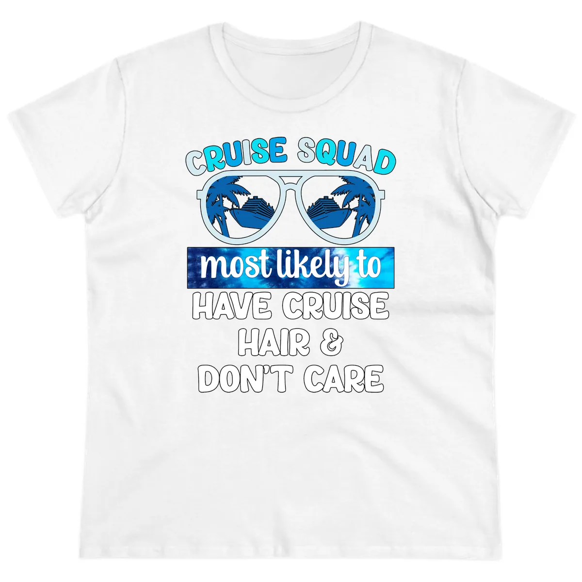 Cruise Squad Sunglasses Reflection Ladies Tee in White