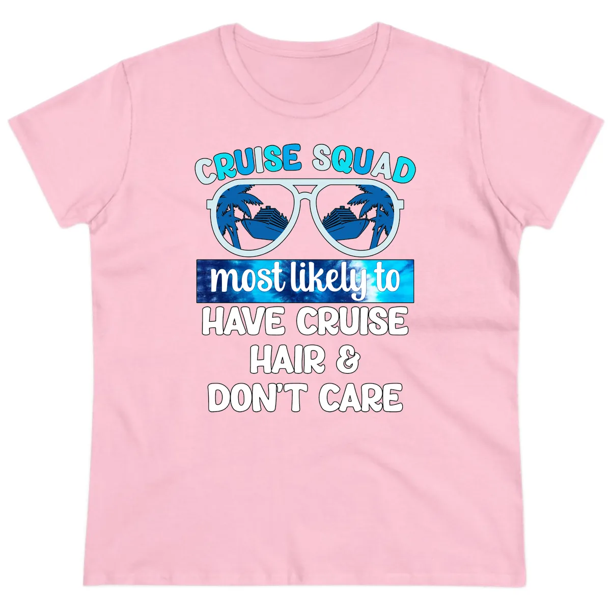 Cruise Squad Sunglasses Reflection Ladies Tee in Light Pink