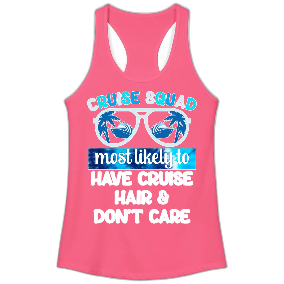 Cruise Squad Sunglasses Reflection Ladies Tank in Solid Hot Pink