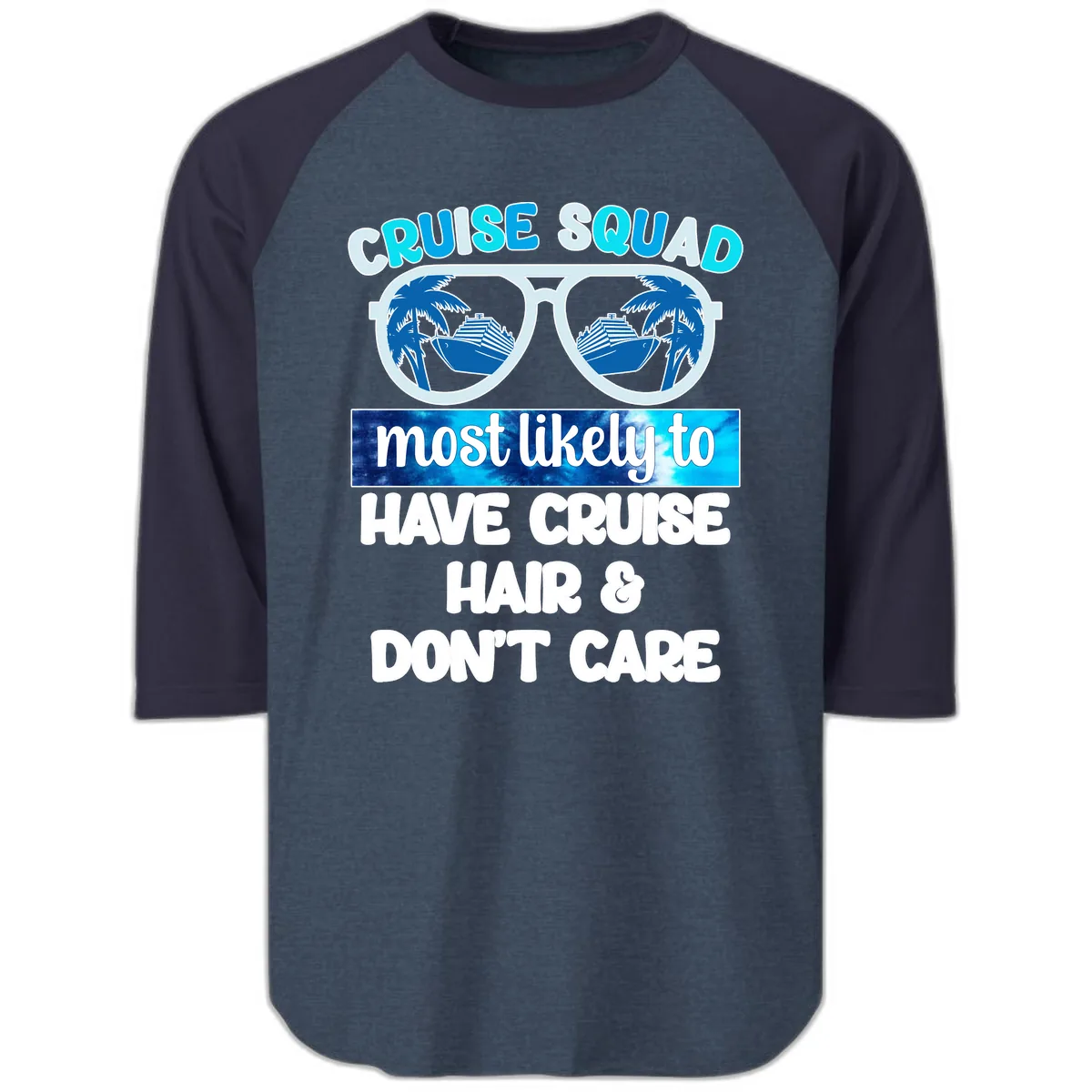 Cruise Squad Sunglasses Reflection Raglan 3/4 in Heather Denim Navy