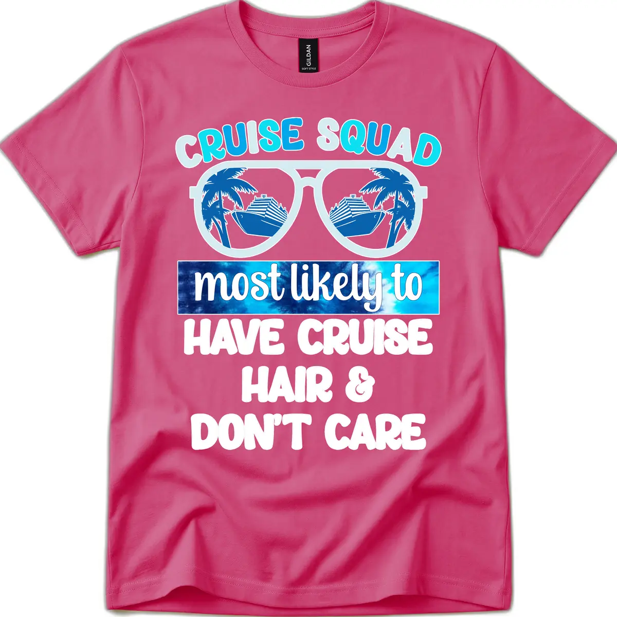 Cruise Squad Sunglasses Reflection T-Shirt in Heliconia