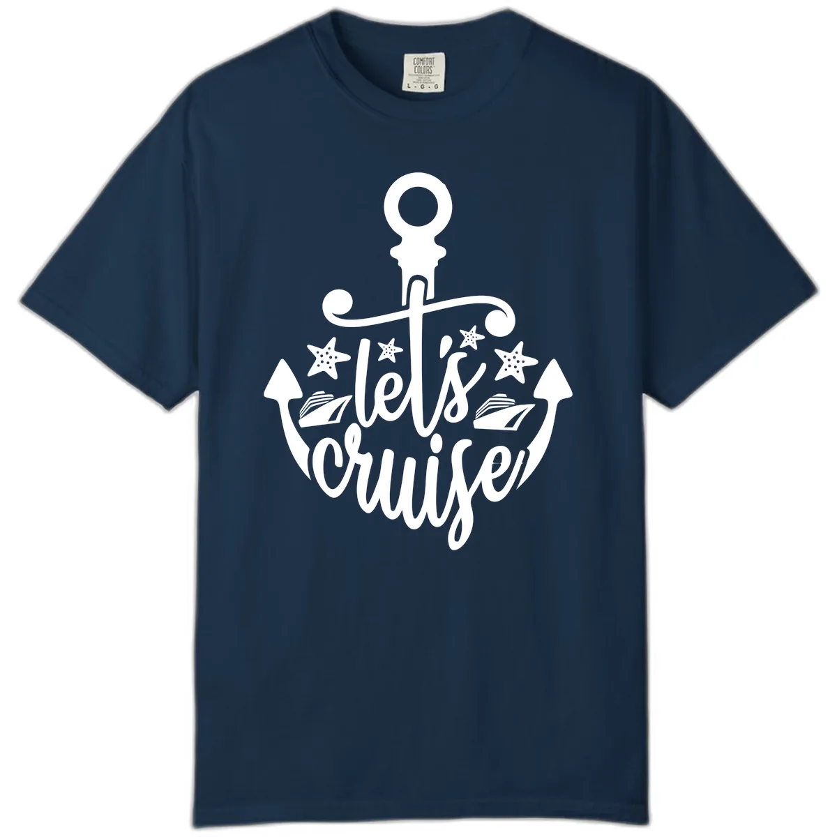 Let's Cruise Away Anchor Comfort Color in True Navy