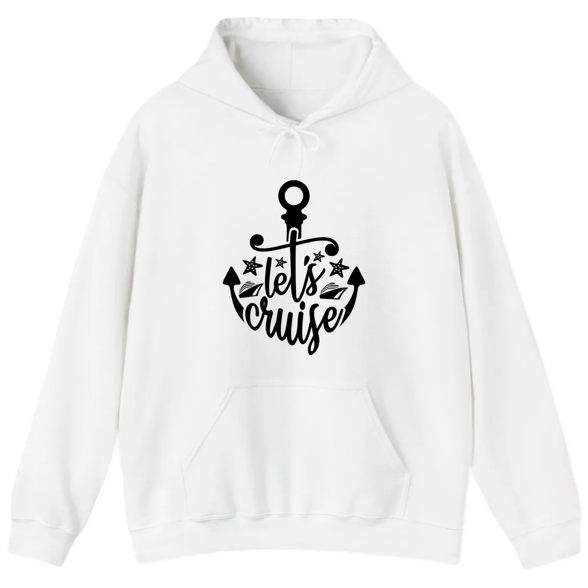 Let's Cruise Away Anchor Hoodie in White