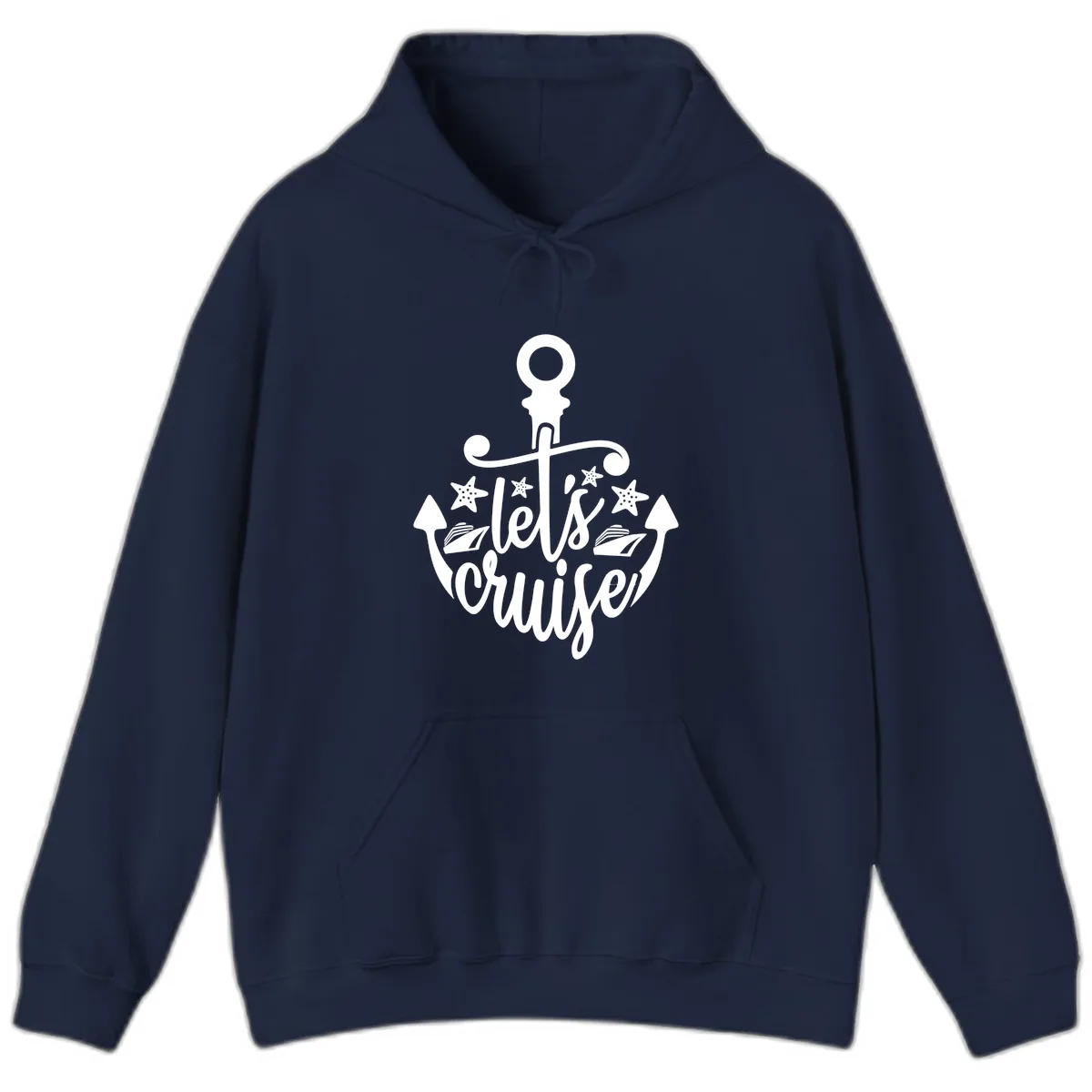 Let's Cruise Away Anchor Hoodie in Navy