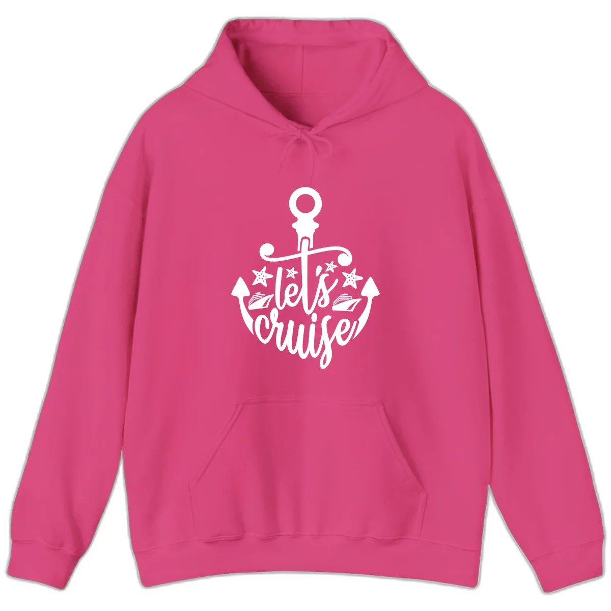 Let's Cruise Away Anchor Hoodie in Heliconia