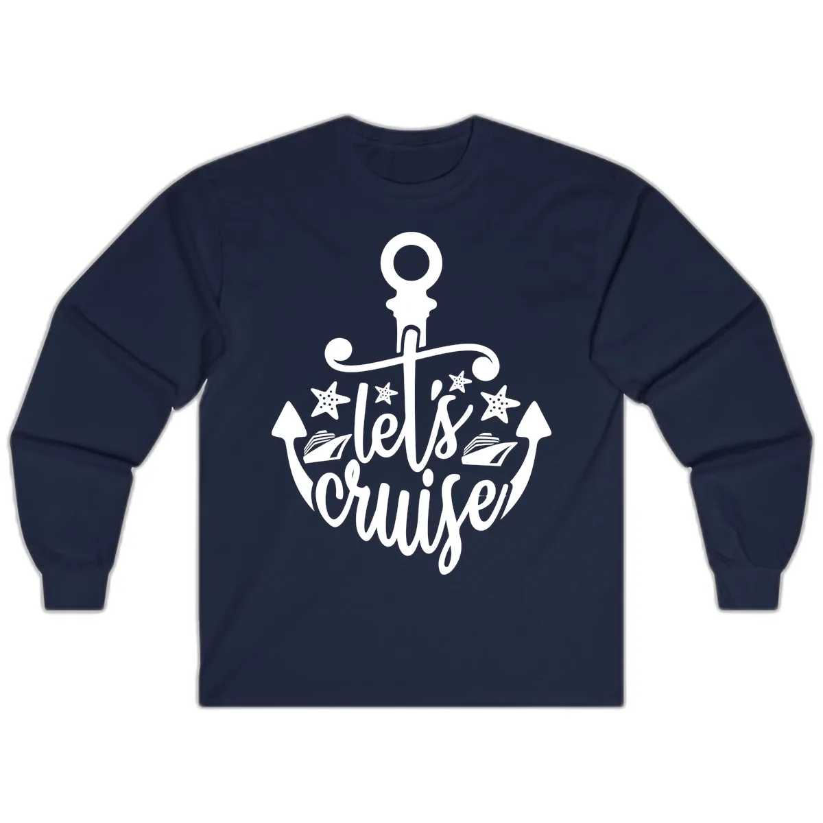 Let's Cruise Away Anchor Long Sleeve in Navy