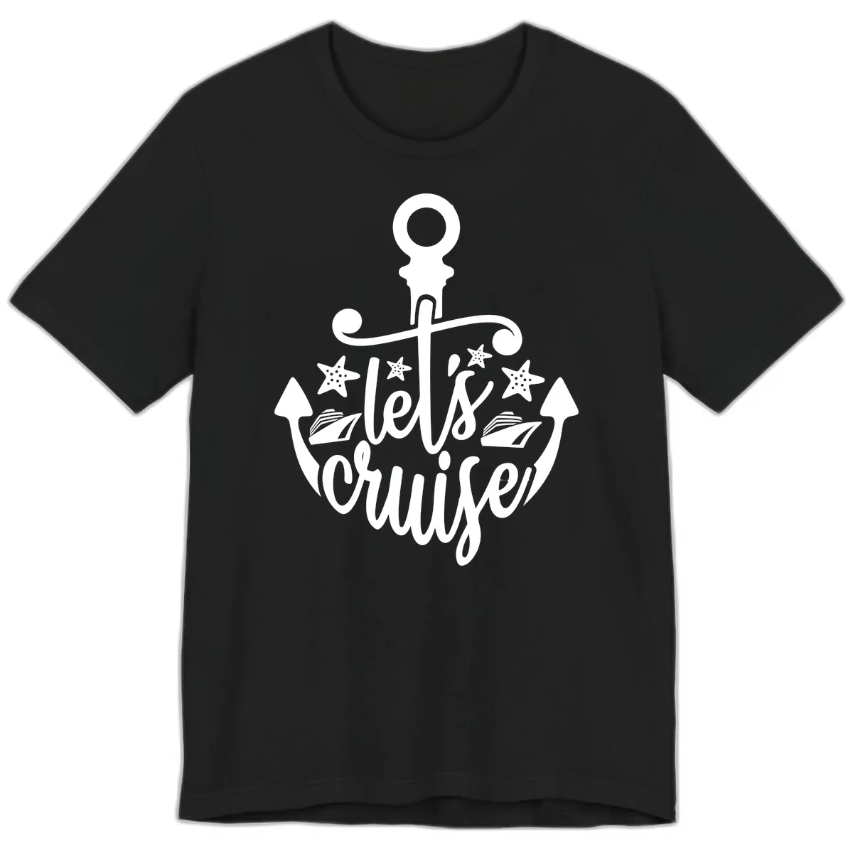 Let's Cruise Away Anchor Premium T-Shirt in Black