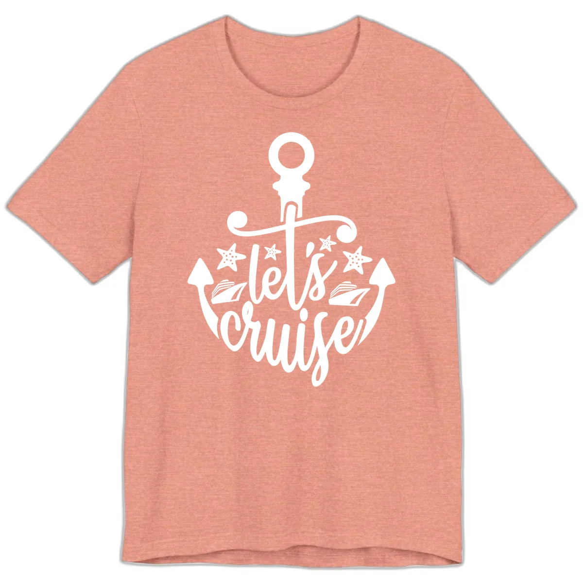 Let's Cruise Away Anchor Premium T-Shirt in Heather Sunset