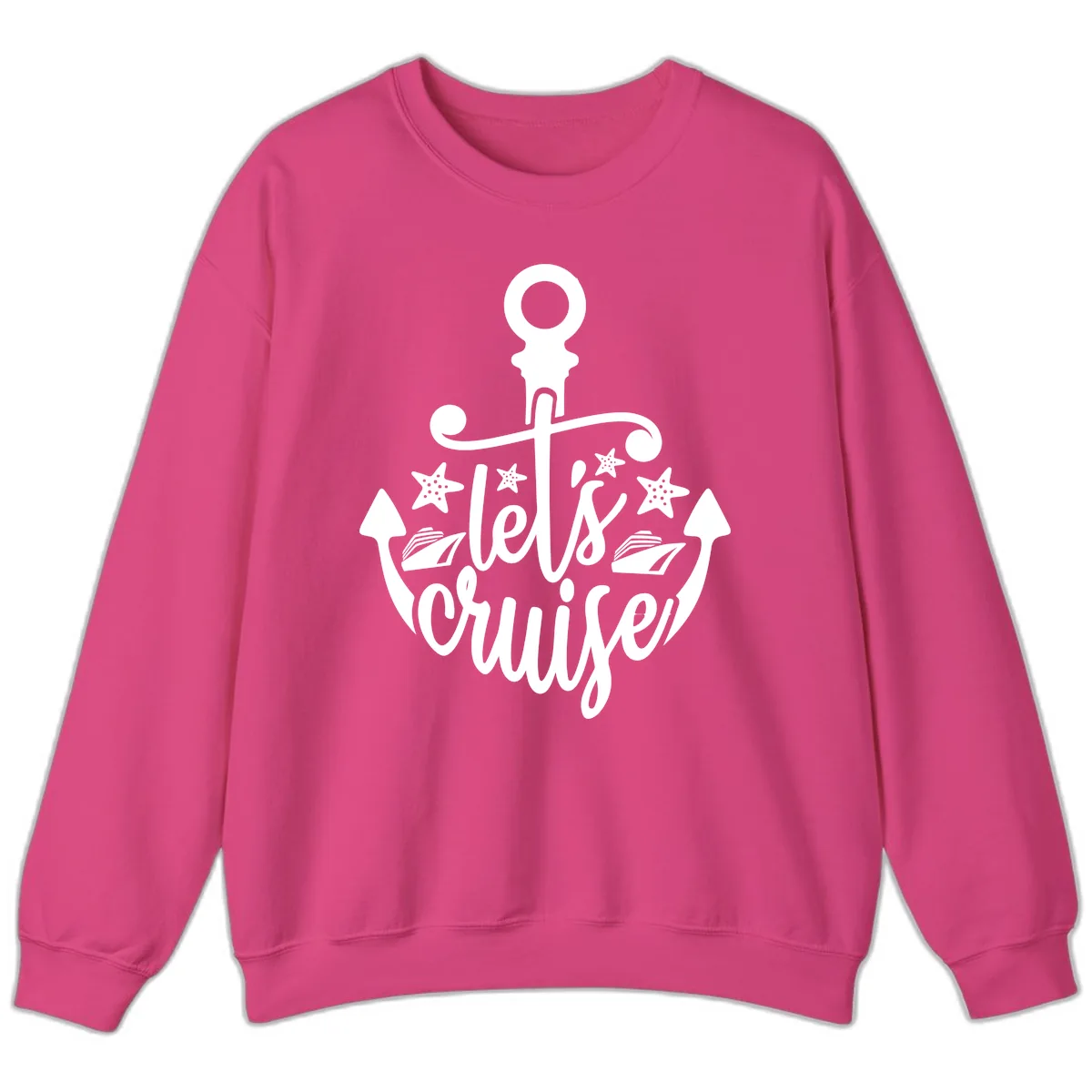 Let's Cruise Away Anchor Sweatshirt in Heliconia