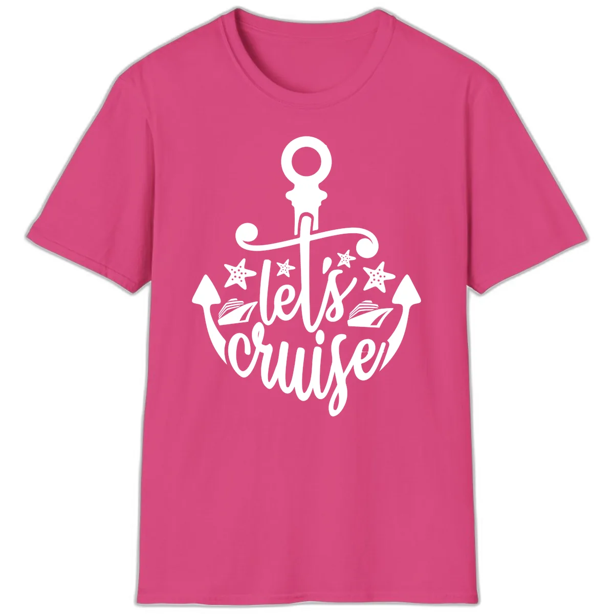 Let's Cruise Away Anchor T-Shirt in Heliconia