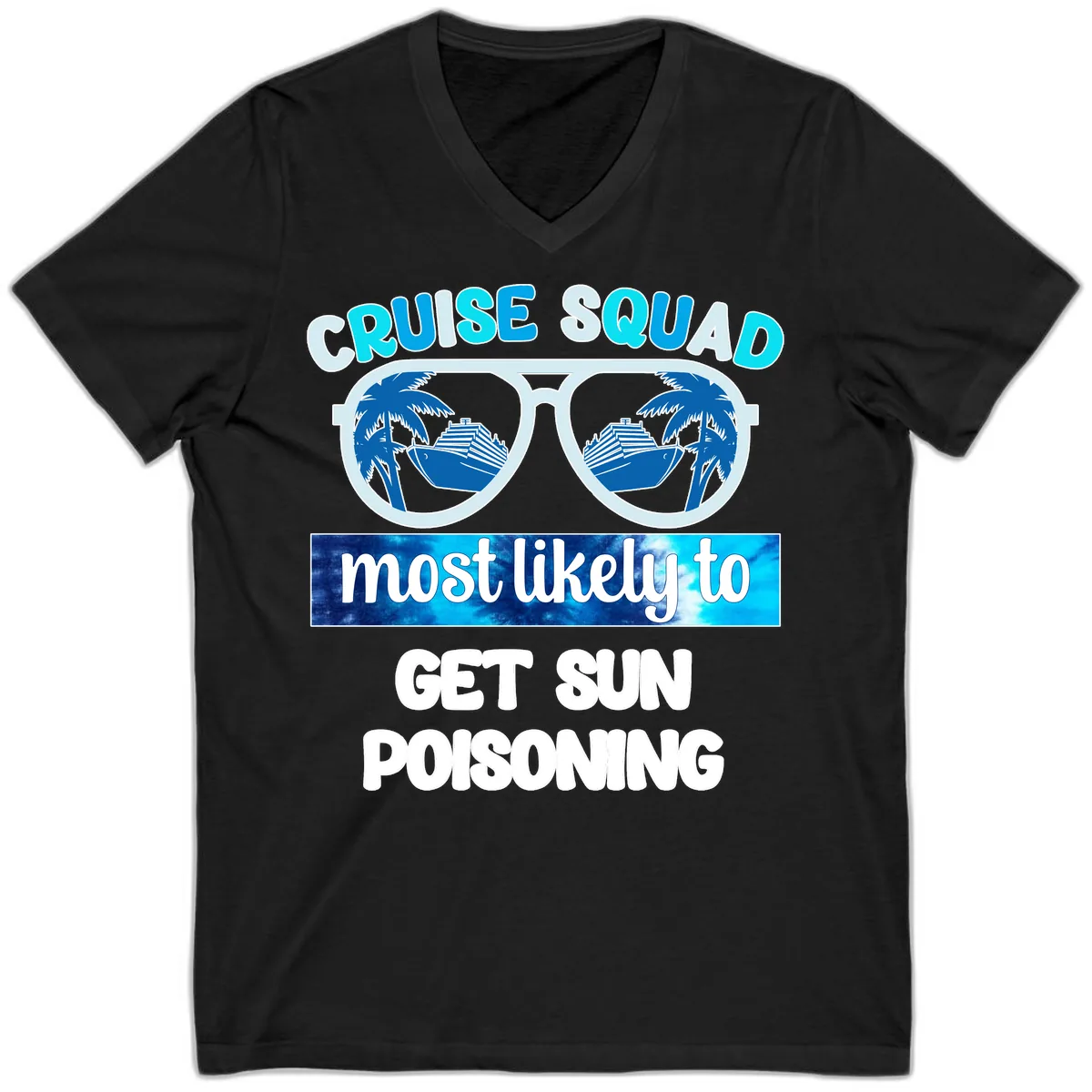 Cruise Squad Sun Poisoning V-Neck in Black