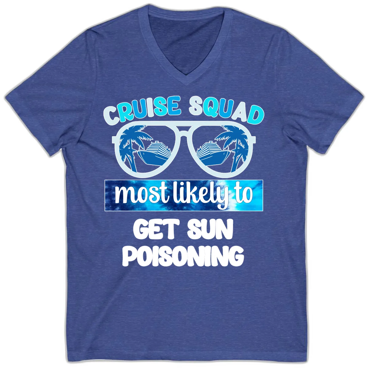 Cruise Squad Sun Poisoning V-Neck in Heather True Royal