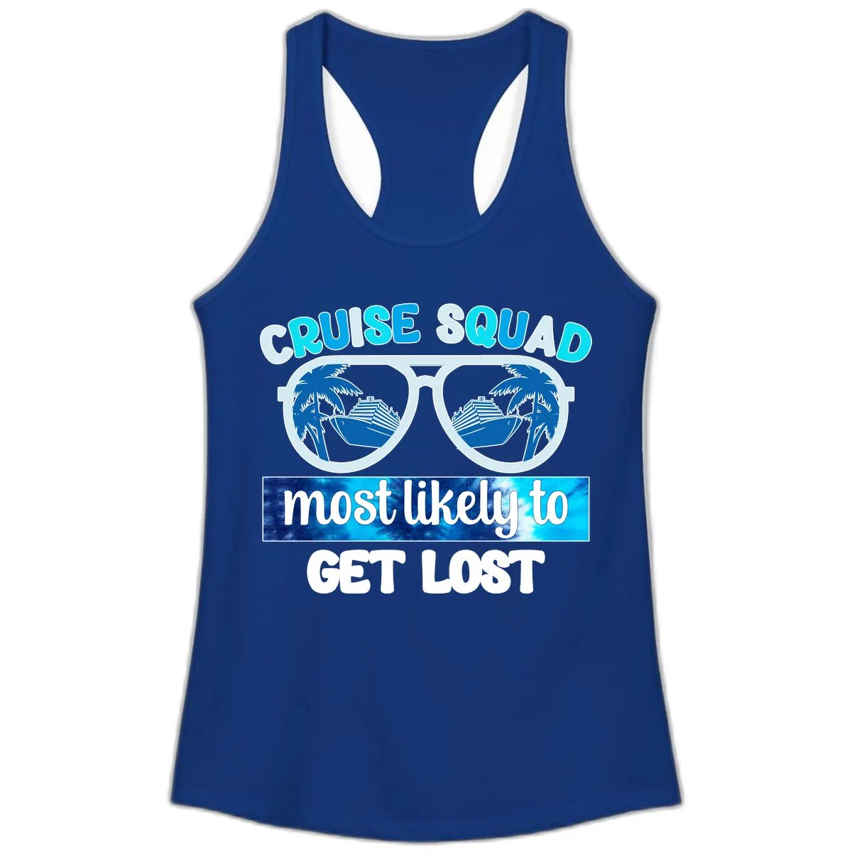 Cruise Squad Most Likely To Get Lost Ladies Tank in Solid Royal