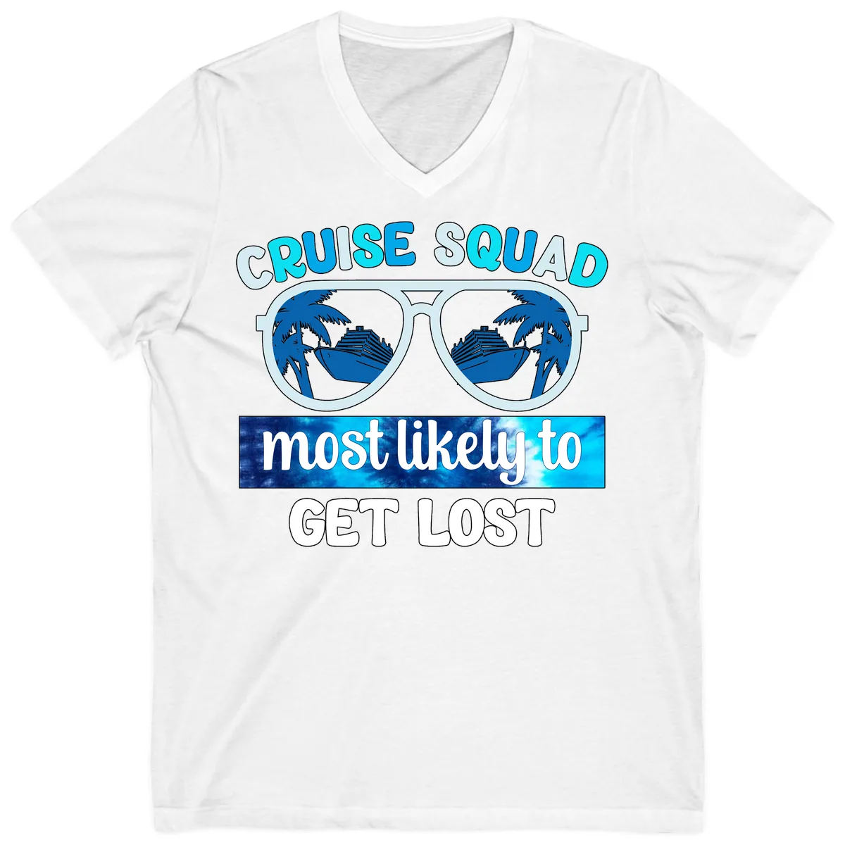 Cruise Squad Most Likely To Get Lost V-Neck in White