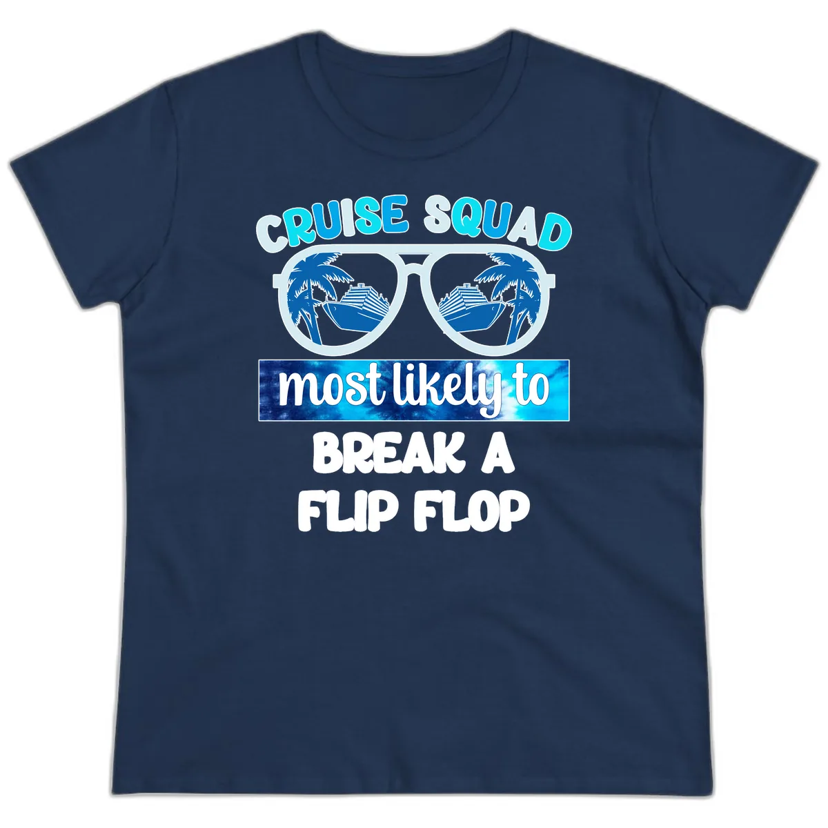 Cruise Squad Flip Flop Ladies Tee in Navy