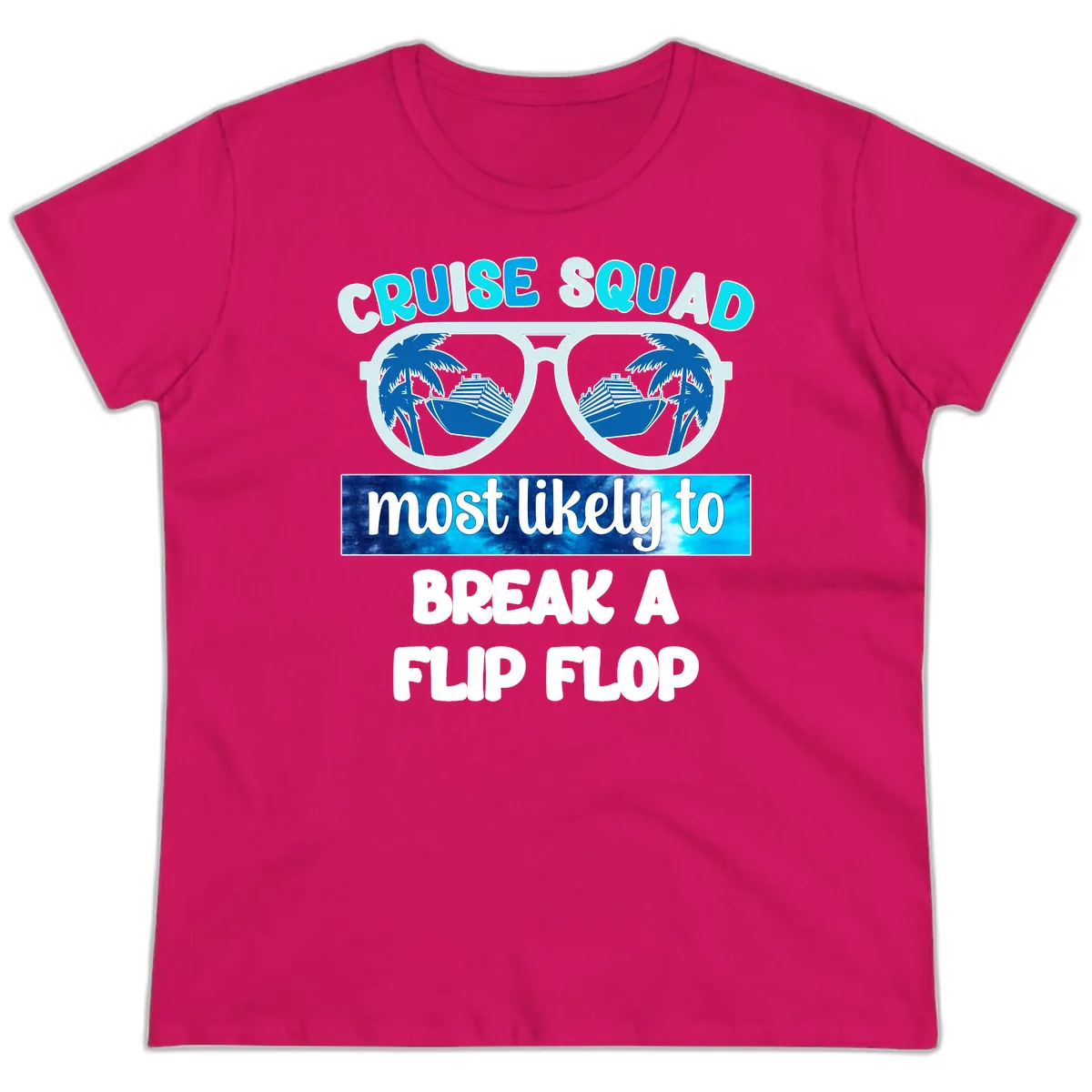 Cruise Squad Flip Flop Ladies Tee in Heliconia
