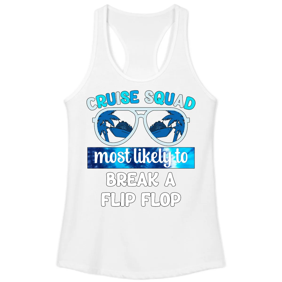 Cruise Squad Flip Flop Ladies Tank in White