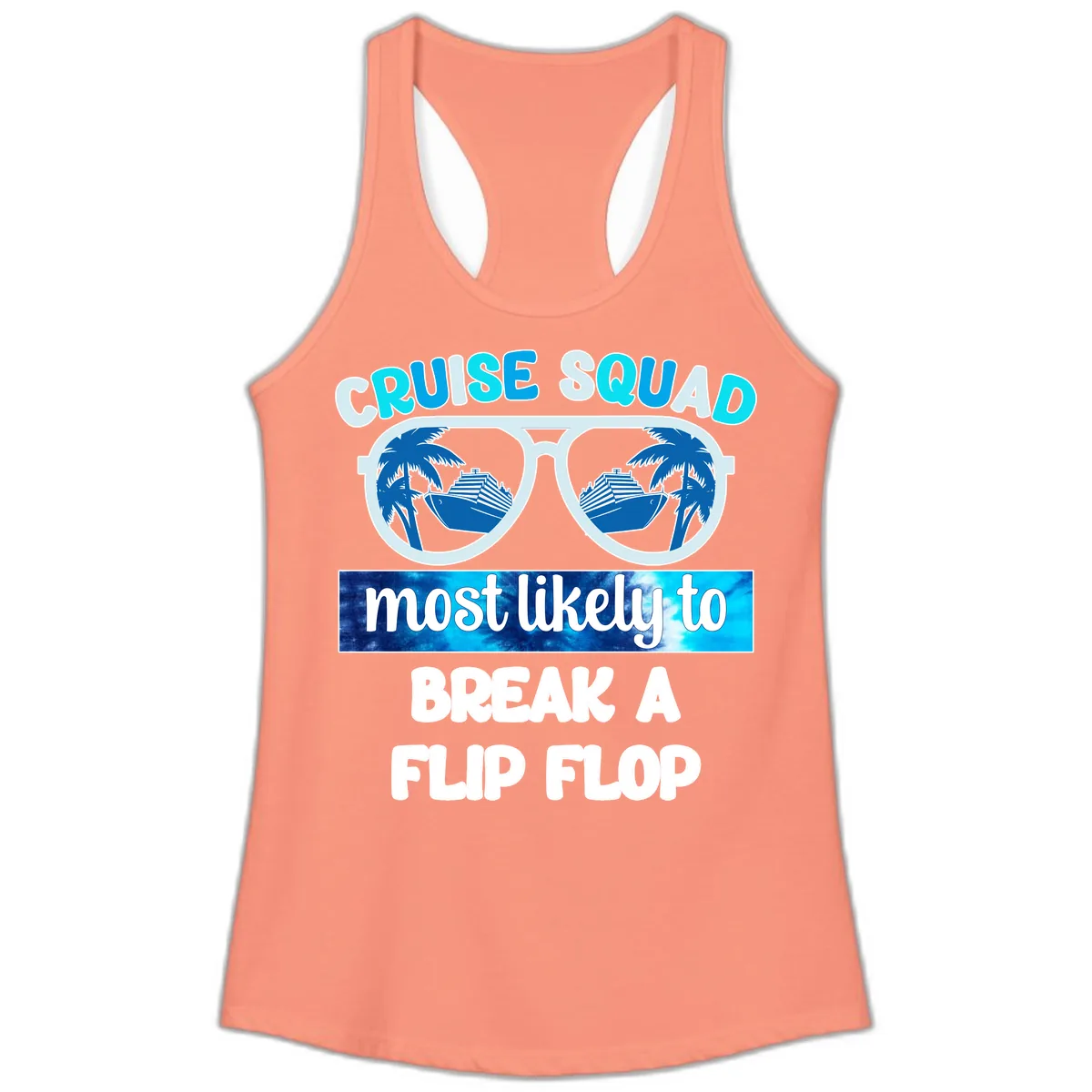 Cruise Squad Flip Flop Ladies Tank in Solid Light Orange