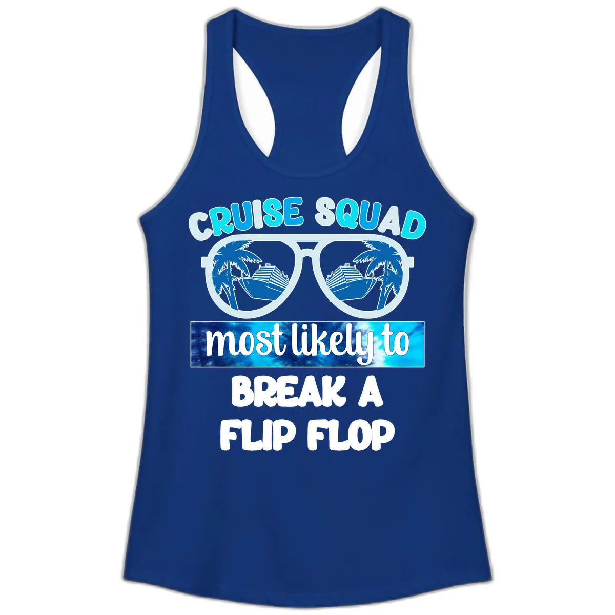 Cruise Squad Flip Flop Ladies Tank in Solid Royal