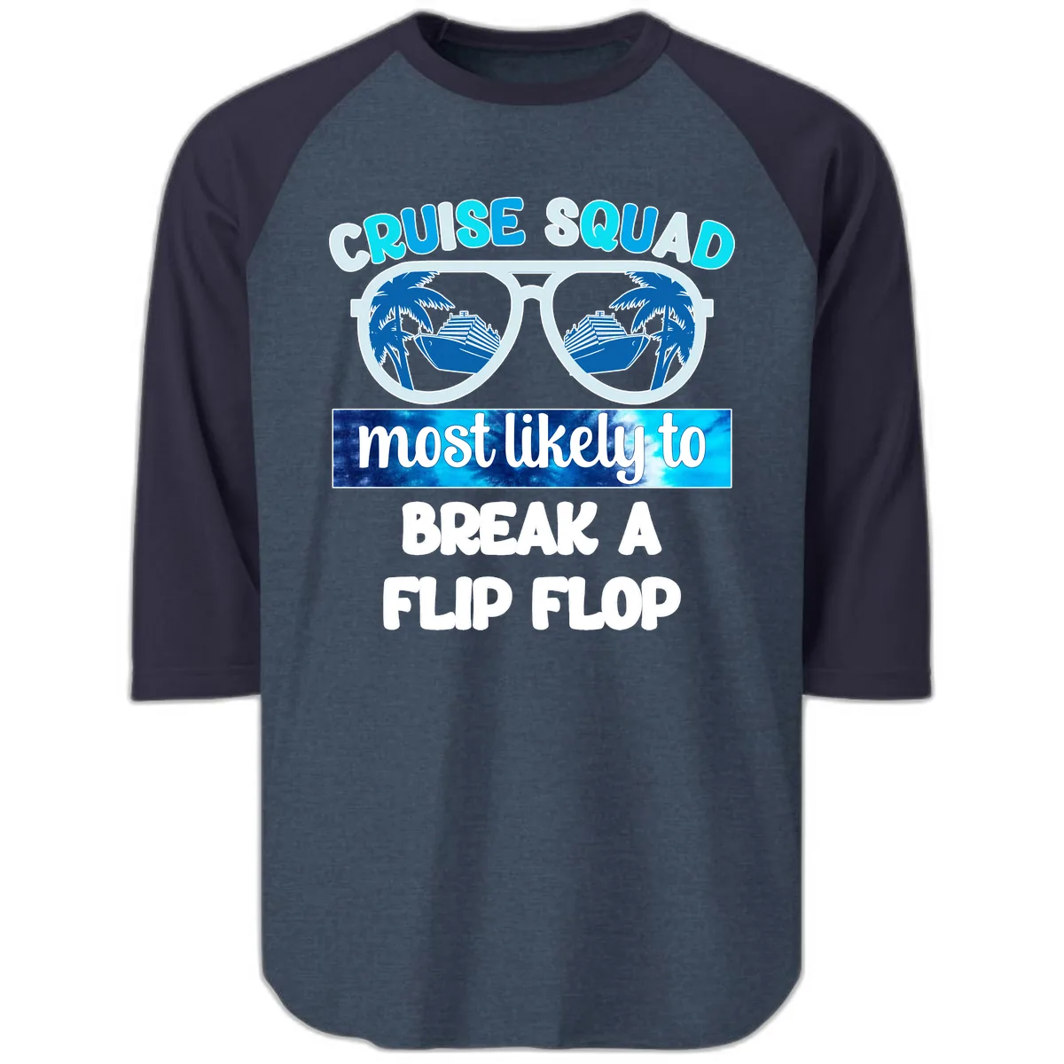 Cruise Squad Flip Flop Raglan 3/4 in Heather Denim Navy