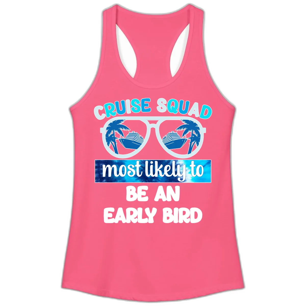 Cruise Squad Early Bird Ladies Tank in Solid Hot Pink