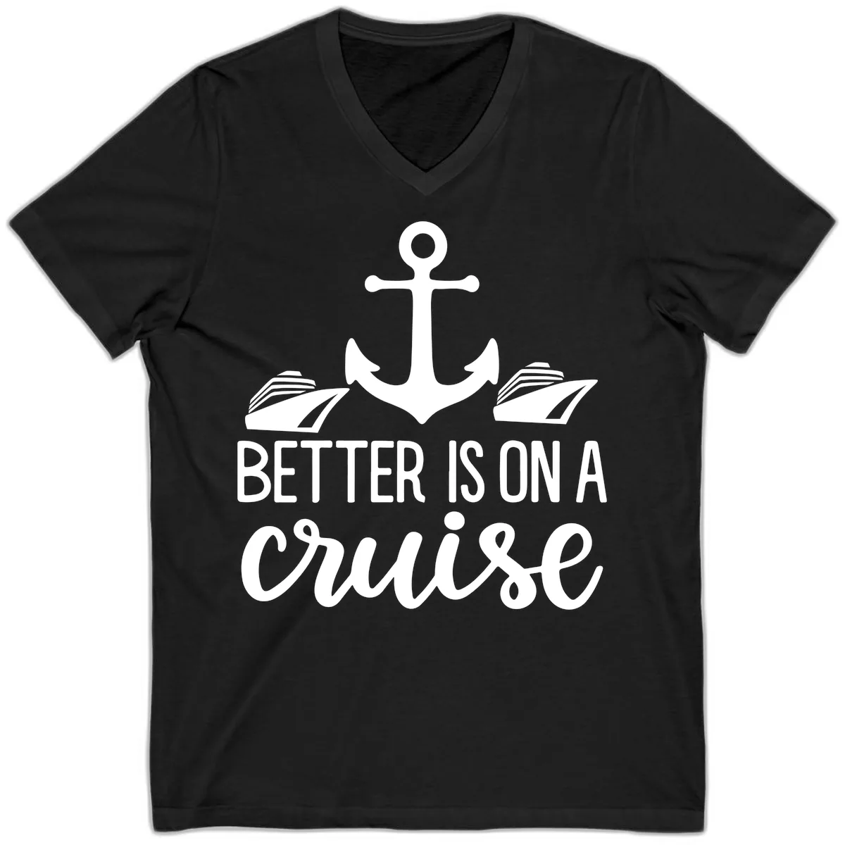 Better Is On A Cruise V-Neck in Black