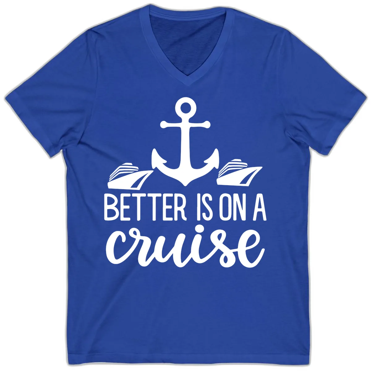 Better Is On A Cruise V-Neck in True Royal