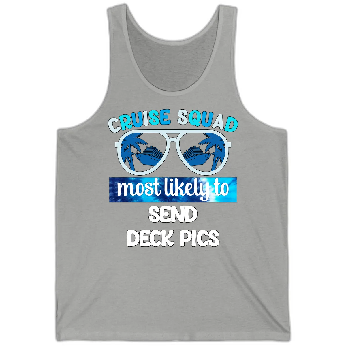 Cruise Squad Sunglasses Deck Pics Tank in Athletic Heather