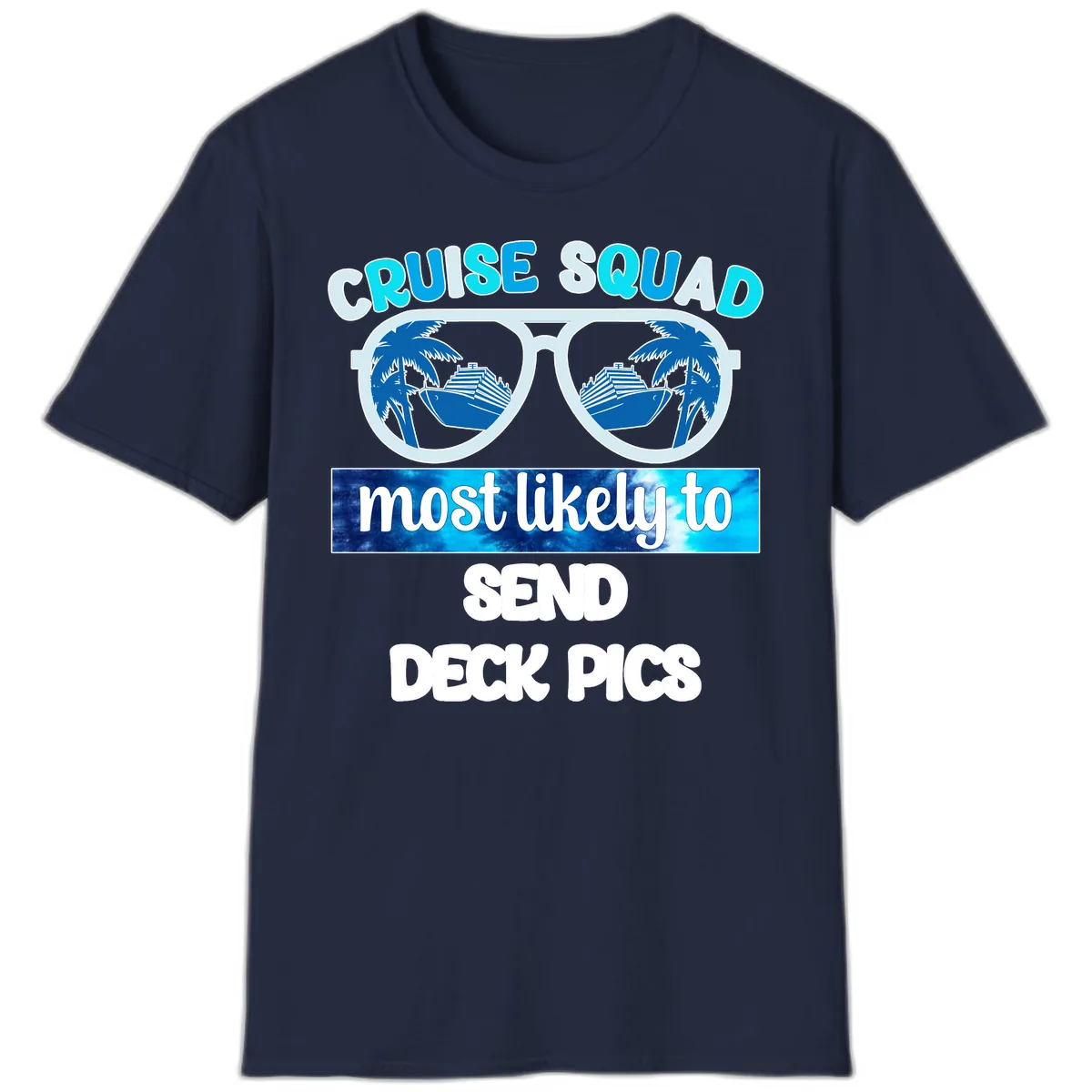 Cruise Squad Sunglasses Deck Pics T-Shirt in Navy