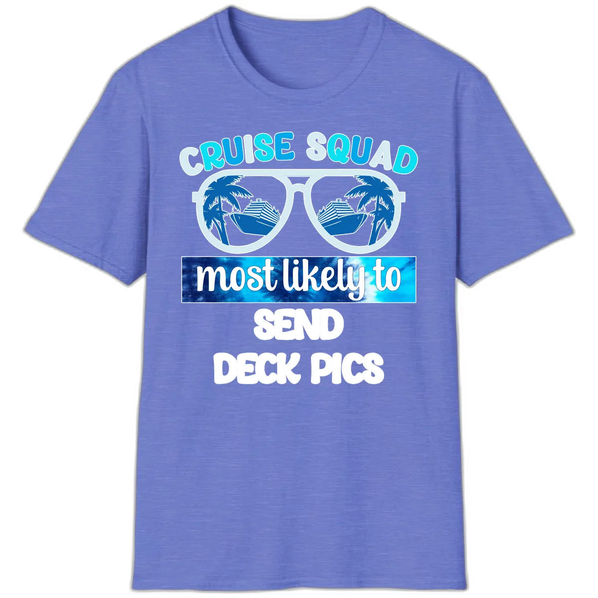 Cruise Squad Sunglasses Deck Pics T-Shirt in Heather Royal