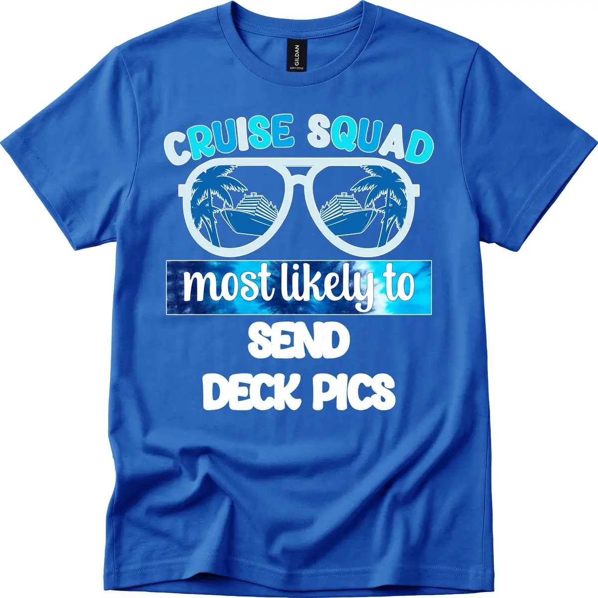 Cruise Squad Sunglasses Deck Pics T-Shirt in Royal