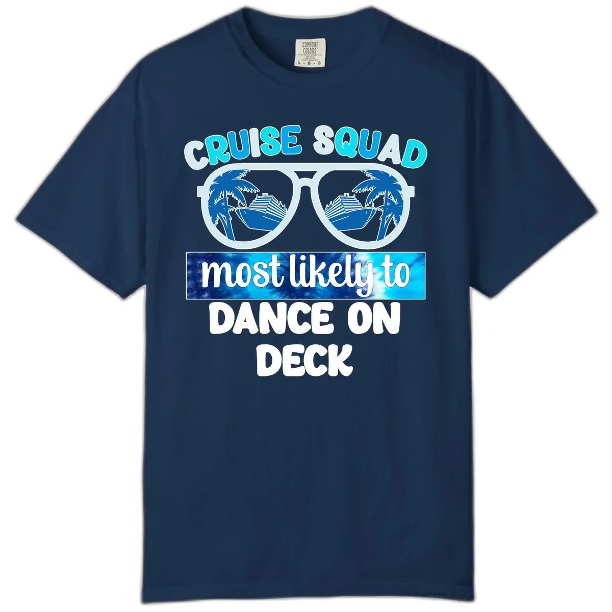 Cruise Squad Dance On Deck Comfort Color in Navy