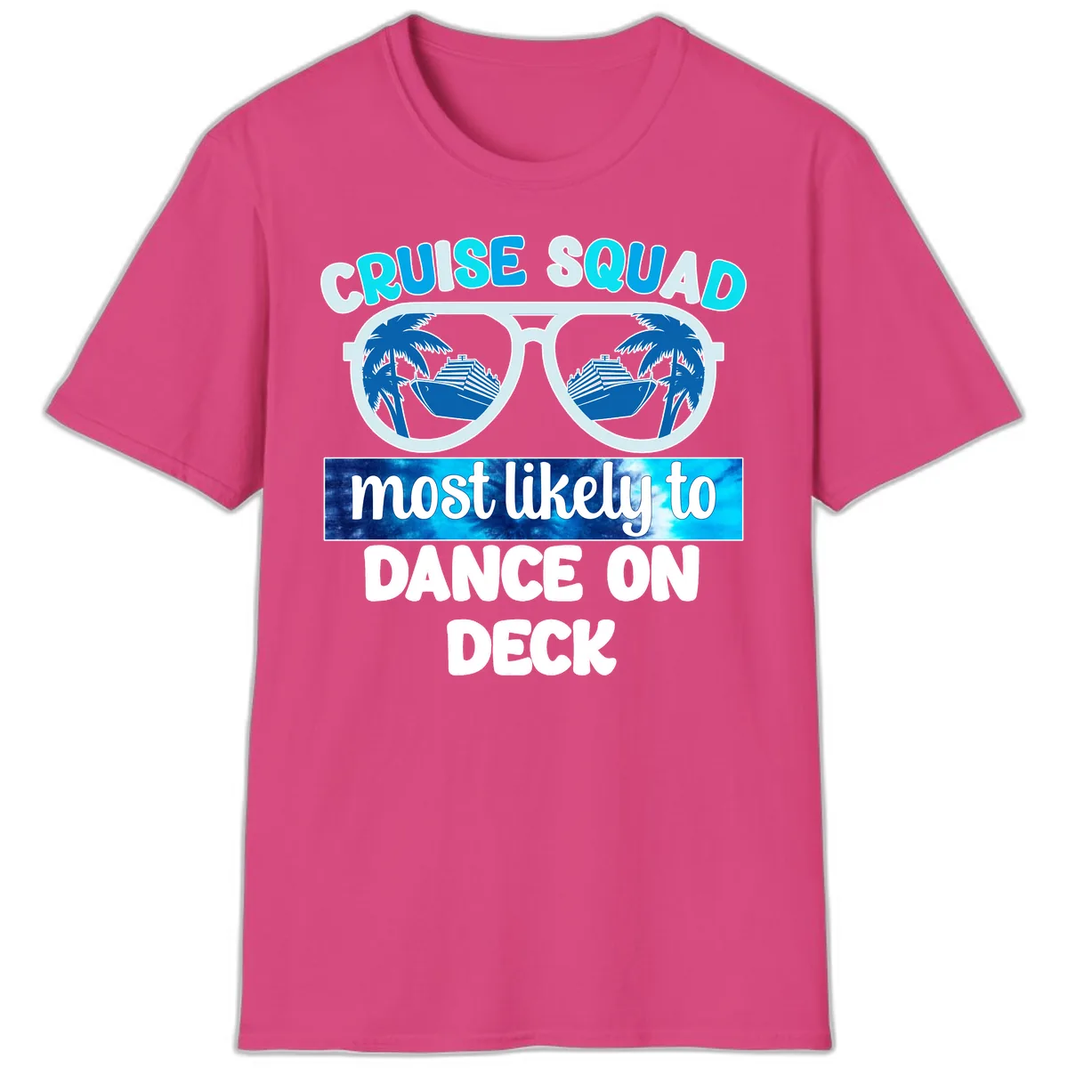 Cruise Squad Dance On Deck T-Shirt in Heliconia