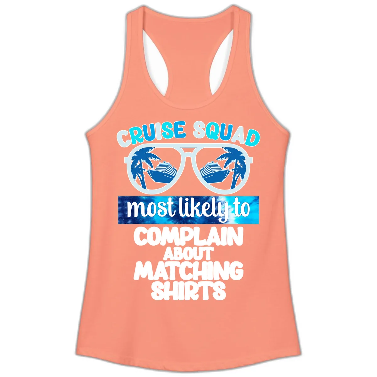 Cruise Squad Matching Shirts Ladies Tank in Solid Light Orange