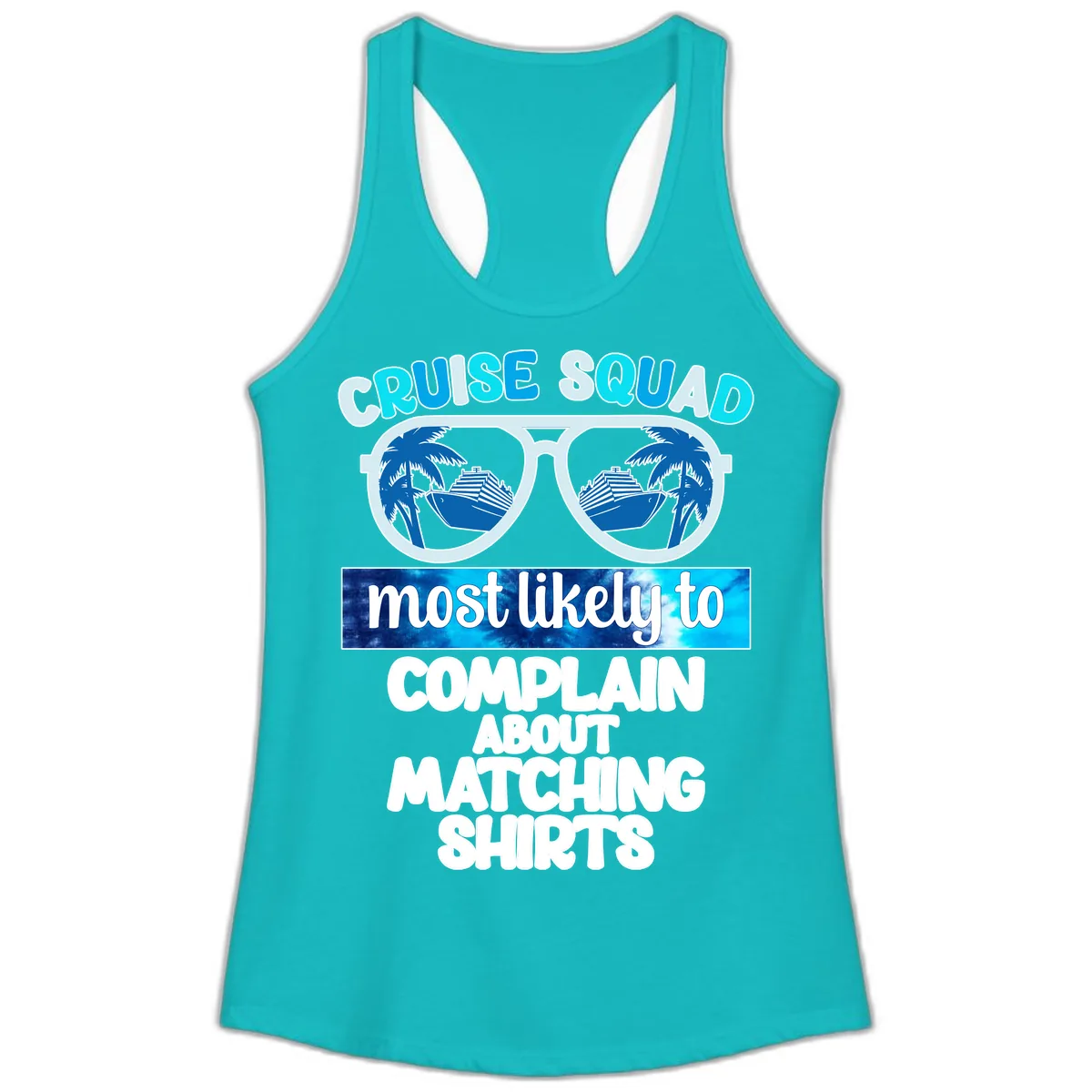 Cruise Squad Matching Shirts Ladies Tank in Tahiti Blue