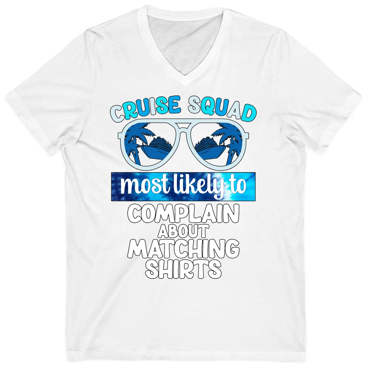 Cruise Squad Matching Shirts V-Neck in White