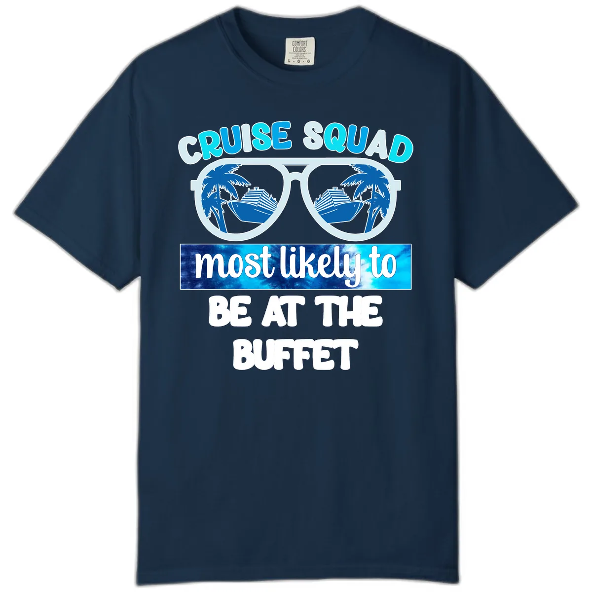 Cruise Squad Buffet Vibes Comfort Color in True Navy