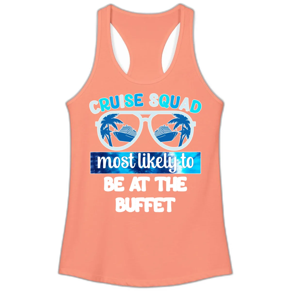 Cruise Squad Buffet Vibes Ladies Tank in Solid Light Orange