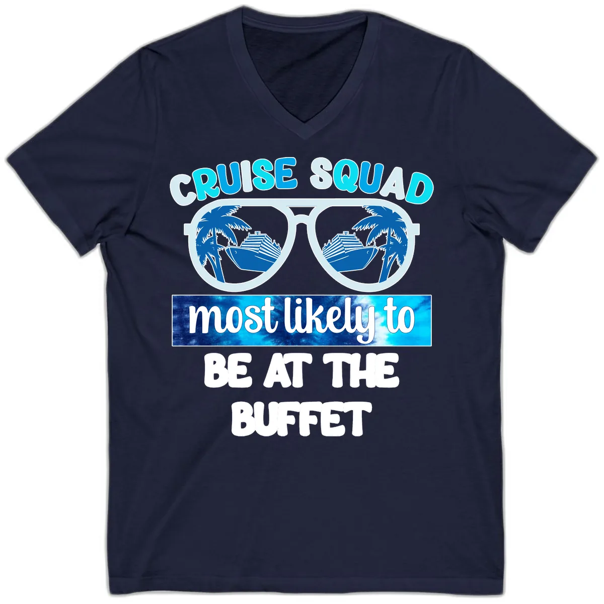 Cruise Squad Buffet Vibes V-Neck in Navy