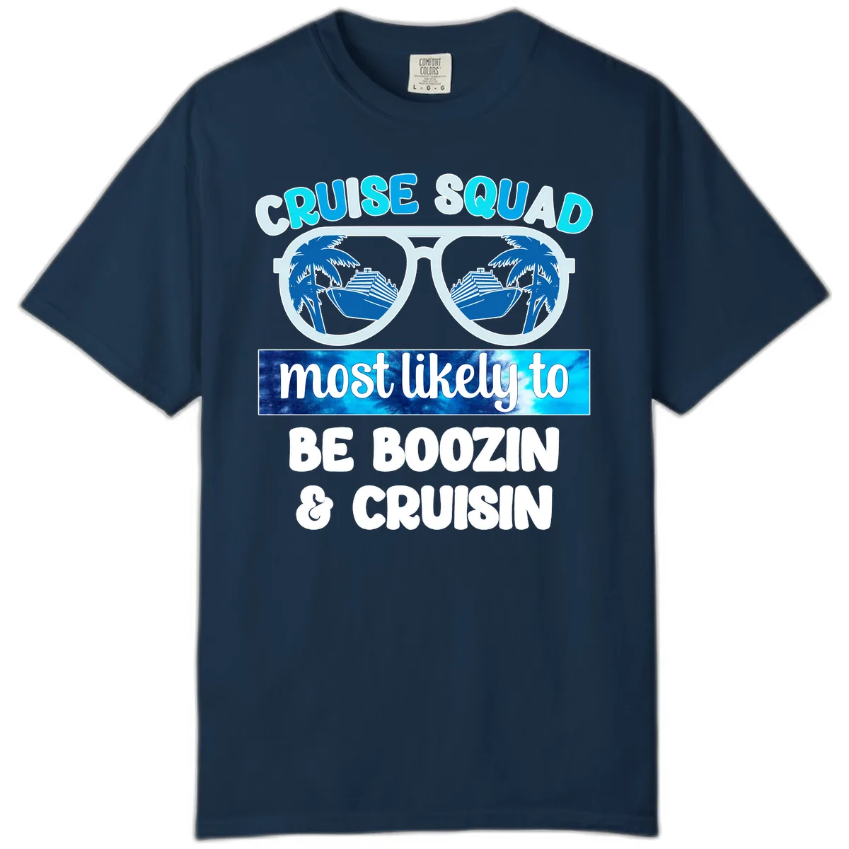 Cruise Squad Boozing & Cruising Comfort Color in True Navy