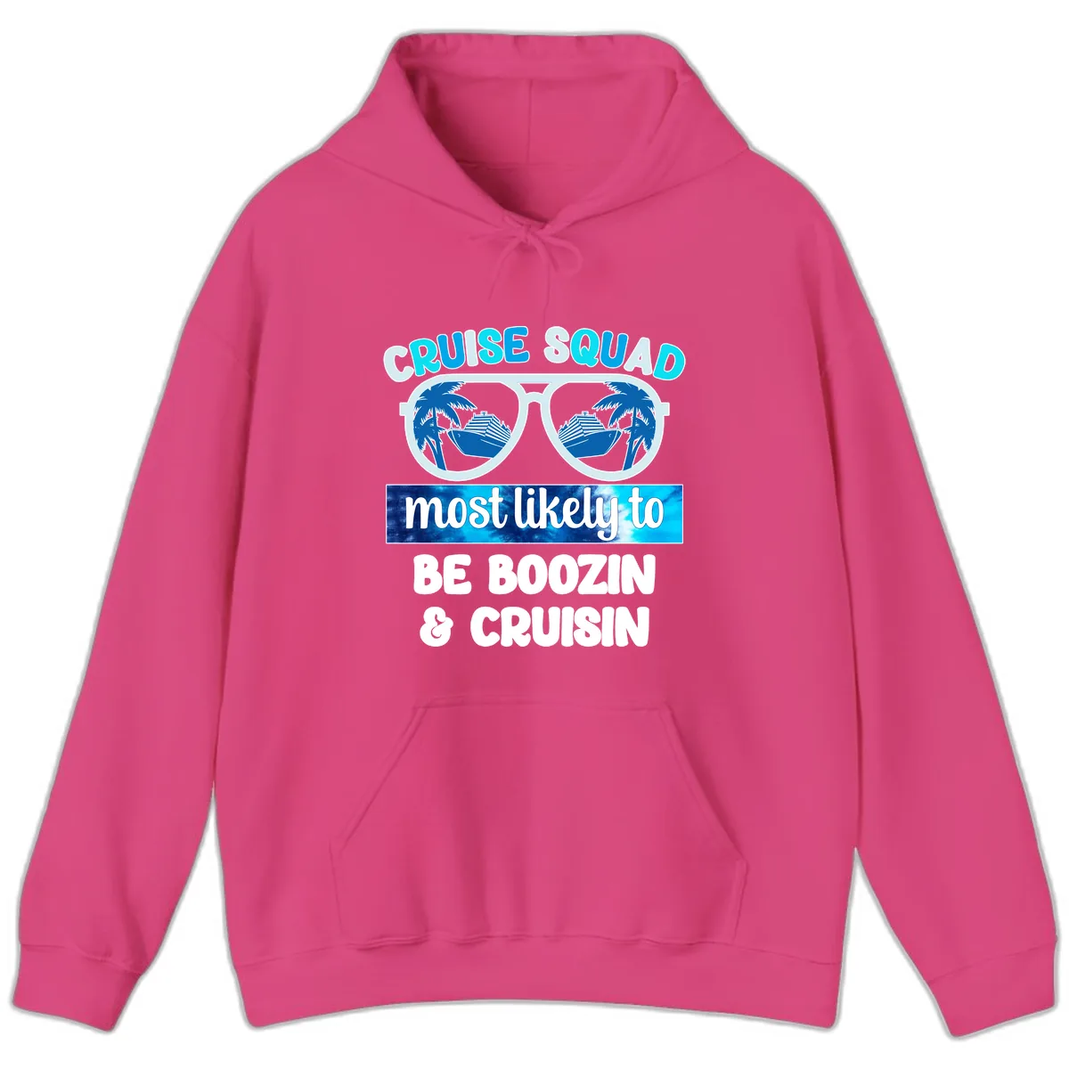 Cruise Squad Boozing & Cruising Hoodie in Heliconia