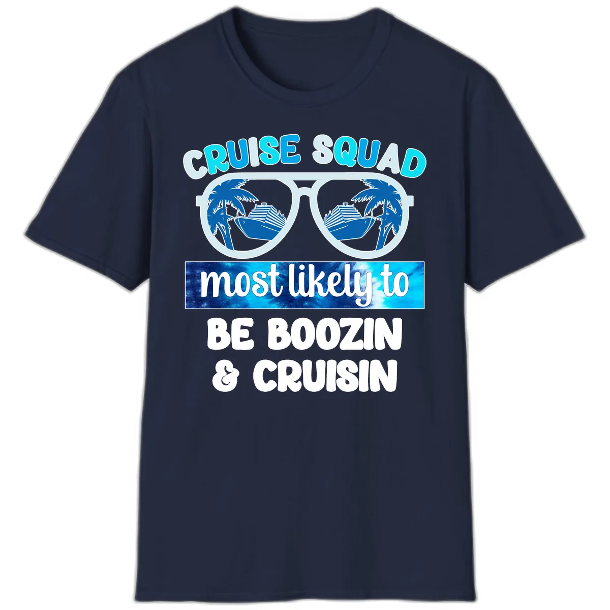 Cruise Squad Boozing & Cruising T-Shirt in Navy