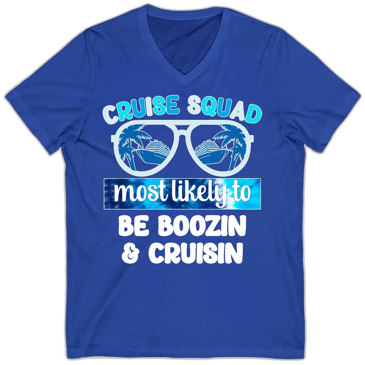 Cruise Squad Boozing & Cruising V-Neck in True Royal