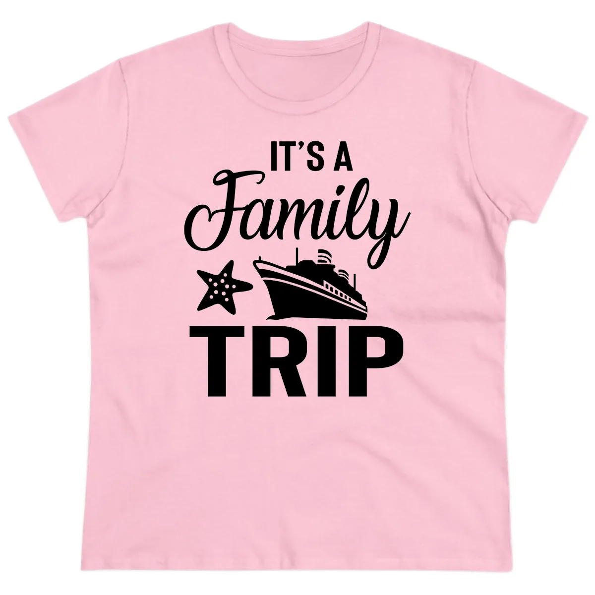It's A Family Trip Ladies Tee in Light Pink